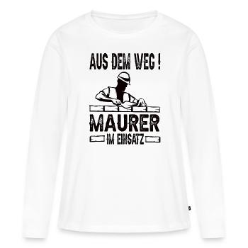 Aus dem Weg Maurer Im Einsatz - Frauen Premium Bio Langarmshirt - Weiß - Vorne - Julia (174cm)