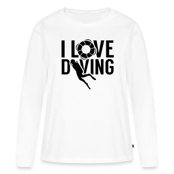 J’aime plongée plongée Scuba Diving cours de plongée - T-shirt manches longues Premium bio Femme - blanc - Devant - Julia (174cm)