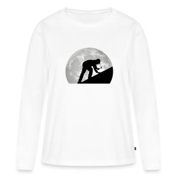 Toit de toiture Lune toit - T-shirt manches longues Premium bio Femme - blanc - Devant - Julia (174cm)