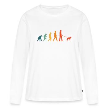 Whippet Evoluition Retro Windhund Sighthound - Frauen Premium Bio Langarmshirt - Weiß - Vorne - Julia (174cm)