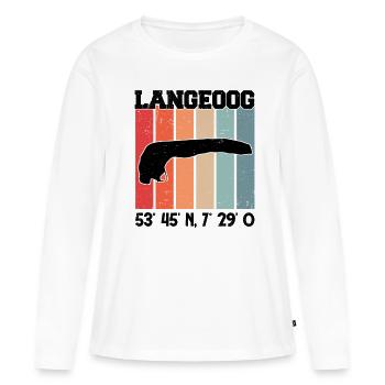 Langeoog Koordinaten Strandkorb Nordsee - Frauen Premium Bio Langarmshirt - Weiß - Vorne - Julia (174cm)