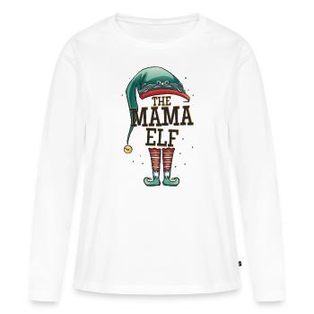 Die Mama Elfe The Mama Elf Weihnachts Outfit Mutti - Frauen Premium Bio Langarmshirt - Weiß - Vorne - Julia (174cm)