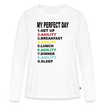 Mon agilité de jour parfaite - T-shirt manches longues Premium bio Femme - blanc - Devant - Julia (174cm)