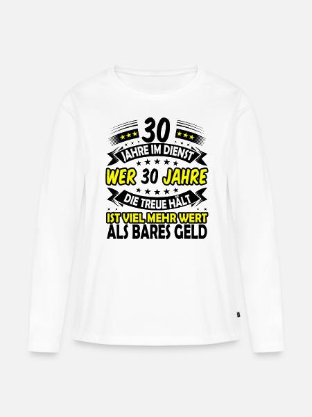 30. Dienstjubiläum 30. Firmenjubiläum Geschenk - Frauen Premium Bio Langarmshirt - Weiß