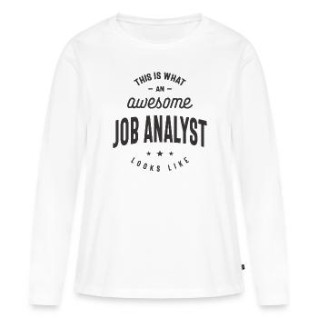 Drôle génial Job Analyst Job Occupation - T-shirt manches longues Premium bio Femme - blanc - Devant - Julia (174cm)