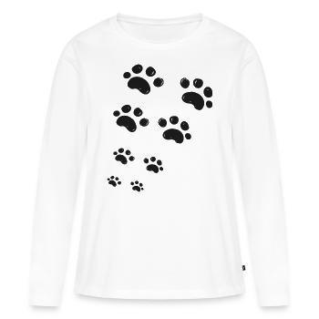 J aime mon chien - T-shirt manches longues Premium bio Femme - blanc - Devant - Julia (174cm)