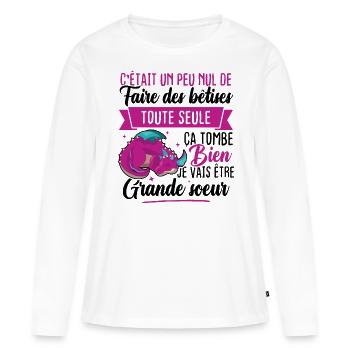 Ich werde eine große Schwester sein - Frauen Premium Bio Langarmshirt - Weiß - Vorne - Julia (174cm)