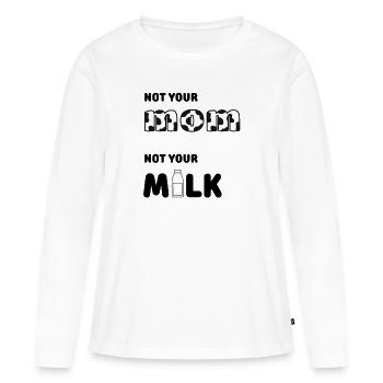 Pas ta mère pas ton lait - T-shirt manches longues Premium bio Femme - blanc - Devant - Julia (174cm)