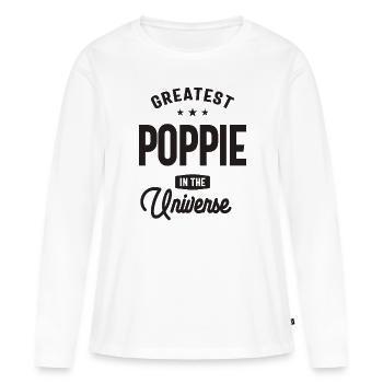 Le plus grand coquelicot de l’univers - Grand-père - T-shirt manches longues Premium bio Femme - blanc - Devant - Julia (174cm)