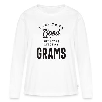 L’influence de grand-mère - Grams - T-shirt manches longues Premium bio Femme - blanc - Devant - Julia (174cm)