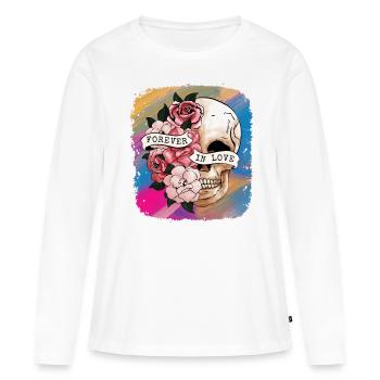 Saint-Valentin Amour pour toujours - T-shirt manches longues Premium bio Femme - blanc - Devant - Julia (174cm)