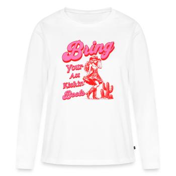 Bring Your Ass Kicking Boots Retro Cow Girl - Women's Premium Organic Long Sleeve Shirt - white - Front - Julia (174cm)