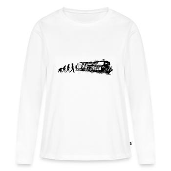 Locomotive à vapeur Evolution - T-shirt manches longues Premium bio Femme - blanc - Devant - Julia (174cm)
