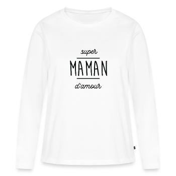 Super maman d'amour - T-shirt manches longues Premium bio Femme - blanc - Devant - Julia (174cm)