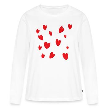 Des coeurs - T-shirt manches longues Premium bio Femme - blanc - Devant - Julia (174cm)