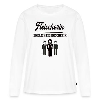 Fleischerin Chefin Selbstständigkeit Firma Gründen - Frauen Premium Bio Langarmshirt - Weiß - Vorne - Julia (174cm)