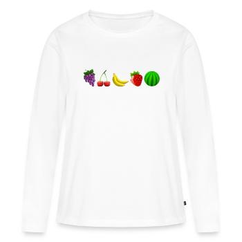 Früchte - Frauen Premium Bio Langarmshirt - Weiß - Vorne - Julia (174cm)