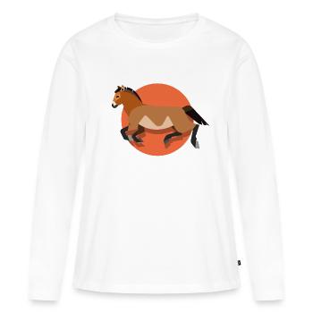 Cheval sauvage d’Asie - T-shirt manches longues Premium bio Femme - blanc - Devant - Julia (174cm)