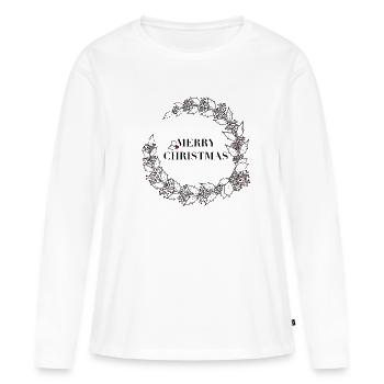 Joyeux Noël - T-shirt manches longues Premium bio Femme - blanc - Devant - Julia (174cm)