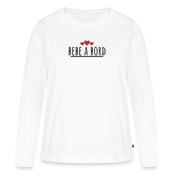 bébé à bord. t-shirt pour grossesse - T-shirt manches longues Premium bio Femme - blanc - Devant - Julia (174cm)