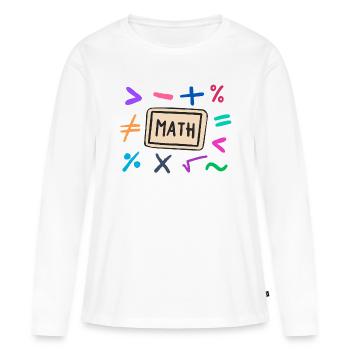 Symboles mathématiques pour les élèves et les parents - T-shirt manches longues Premium bio Femme - blanc - Devant - Julia (174cm)