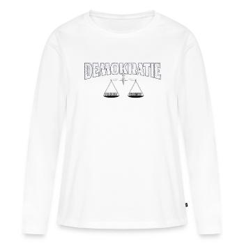 Demokratie: Freiheit, Gerechtigkeit - Frauen Premium Bio Langarmshirt - Weiß - Vorne - Julia (174cm)