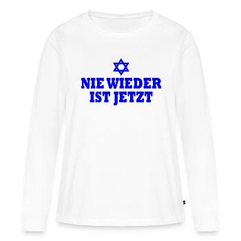 Nie wieder ist jetzt - Frauen Premium Bio Langarmshirt - Weiß - Vorne - Julia (174cm)