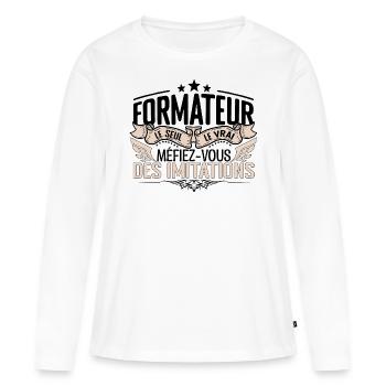 Formateur cadeau Formateur le vrai Formateur - T-shirt manches longues Premium bio Femme - blanc - Devant - Julia (174cm)