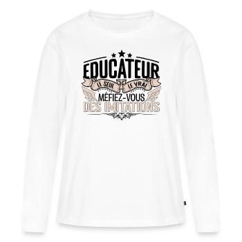 Educateur cadeau Educateur le vrai Educateur - T-shirt manches longues Premium bio Femme - blanc - Devant - Julia (174cm)