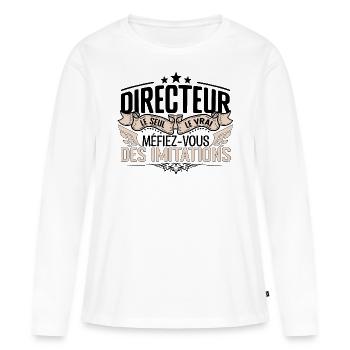 Directeur cadeau Directeur le vrai Directeur - T-shirt manches longues Premium bio Femme - blanc - Devant - Julia (174cm)