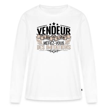 Vendeur cadeau Vendeur le vrai Vendeur - T-shirt manches longues Premium bio Femme - blanc - Devant - Julia (174cm)