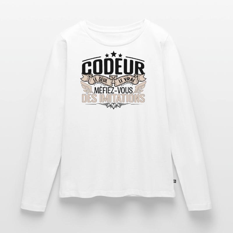 Codeur cadeau Codeur le vrai Codeur T-shirt manches longues Premium bio Femme