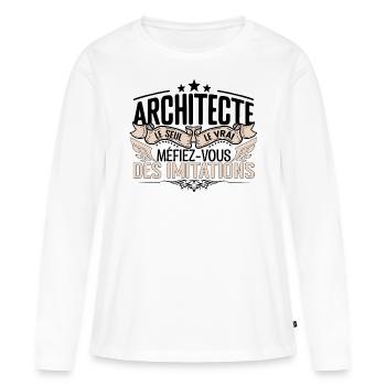 Architecte cadeau Architecte le vrai Architecte - T-shirt manches longues Premium bio Femme - blanc - Devant - Julia (174cm)