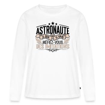 Astronaute cadeau Astronaute le vrai Astronaute - T-shirt manches longues Premium bio Femme - blanc - Devant - Julia (174cm)