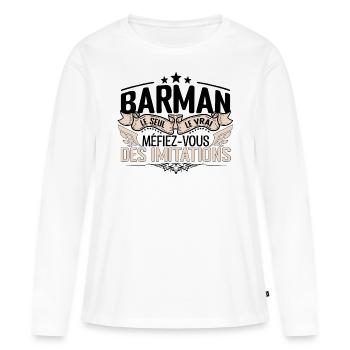Barman cadeau Barman le vrai Barman - T-shirt manches longues Premium bio Femme - blanc - Devant - Julia (174cm)