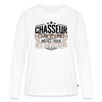Chasseur cadeau Chasseur le vrai Chasseur - T-shirt manches longues Premium bio Femme - blanc - Devant - Julia (174cm)