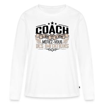 Coach cadeau Coach le vrai Coach - T-shirt manches longues Premium bio Femme - blanc - Devant - Julia (174cm)
