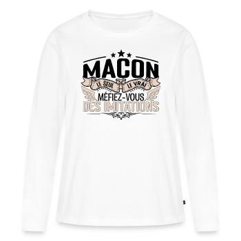 Maçon cadeau Maçon le vrai Maçon - T-shirt manches longues Premium bio Femme - blanc - Devant - Julia (174cm)