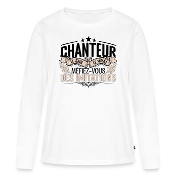 Chanteur cadeau Chanteur le vrai Chanteur - T-shirt manches longues Premium bio Femme - blanc - Devant - Julia (174cm)