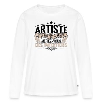 Artiste cadeau Artiste le vrai Artiste - T-shirt manches longues Premium bio Femme - blanc - Devant - Julia (174cm)