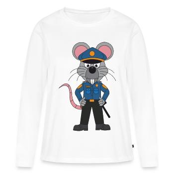 Police Souris/Souris Policier - T-shirt manches longues Premium bio Femme - blanc - Devant - Julia (174cm)