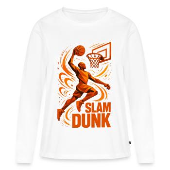 Basketball Slam Dunk Lancer Joueur Dunking Cadeau - T-shirt manches longues Premium bio Femme - blanc - Devant - Julia (174cm)