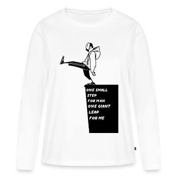 Kleiner Schritt - Frauen Premium Bio Langarmshirt - Weiß - Vorne - Julia (174cm)