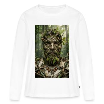 Waldgeist aus Rinde und Moos - Frauen Premium Bio Langarmshirt - Weiß - Vorne - Julia (174cm)