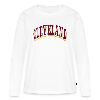 Cleveland - T-shirt manches longues Premium bio Femme - blanc - Devant - Julia (174cm)
