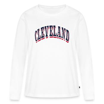 Cleveland - T-shirt manches longues Premium bio Femme - blanc - Devant - Julia (174cm)