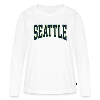 Seattle - T-shirt manches longues Premium bio Femme - blanc - Devant - Julia (174cm)
