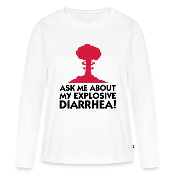 Demandez-moi au sujet de mon diarrhée explosive! - T-shirt manches longues Premium bio Femme - blanc - Devant - Julia (174cm)