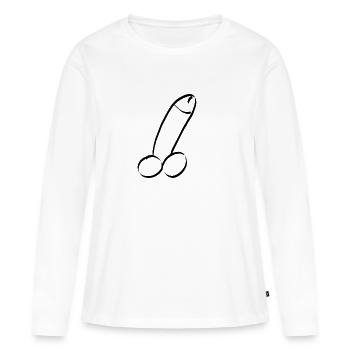 Support de membre de pénis dans le pantalon - T-shirt manches longues Premium bio Femme - blanc - Devant - Julia (174cm)