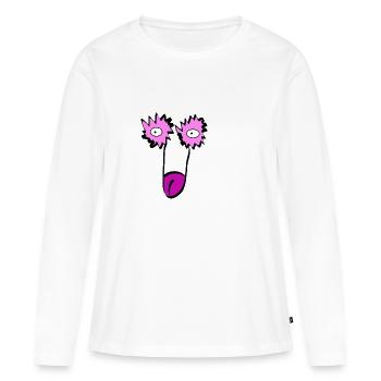 Pénis face de singe visage babouin - T-shirt manches longues Premium bio Femme - blanc - Devant - Julia (174cm)